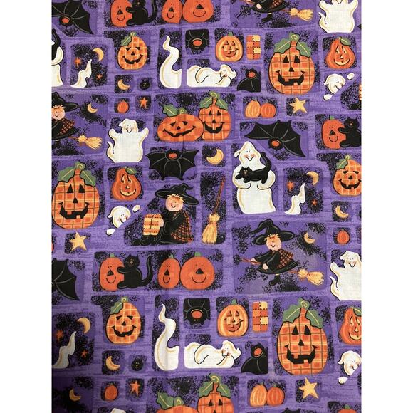 Halloween Holiday Cotton Fabric Material Ghosts Cats Witches Pumpkins 45.5 X 71 - Picture 1 of 4